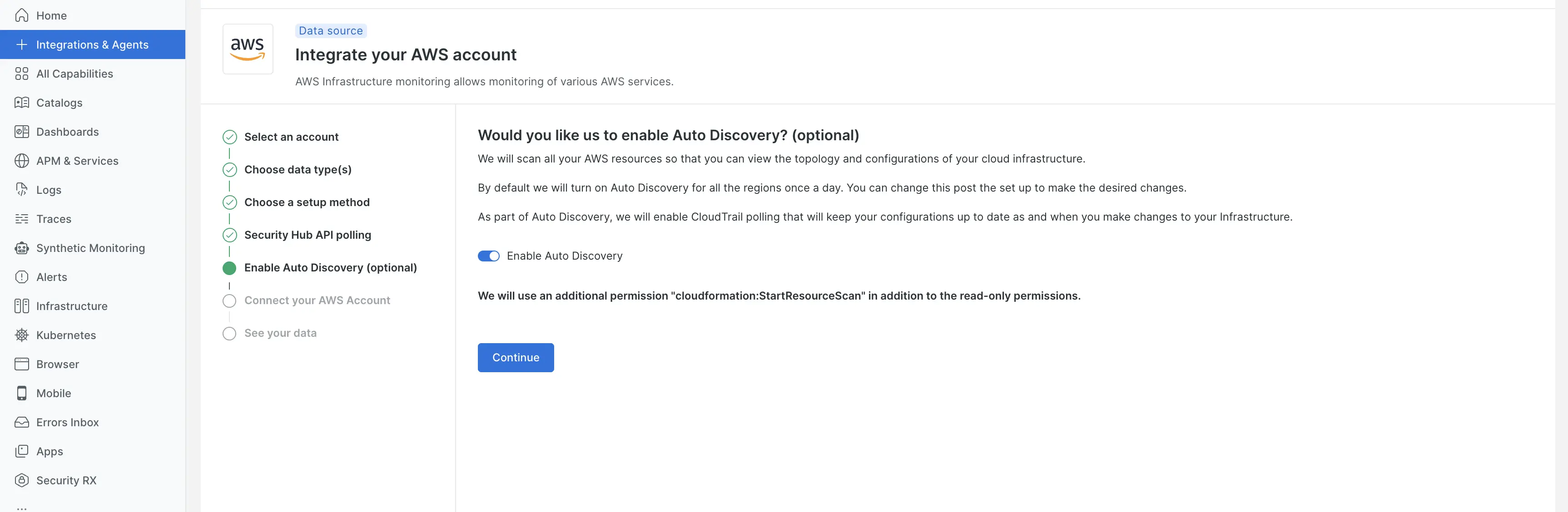 Enable Auto-discovery Screenshot briefing on enabling auto-discovery
