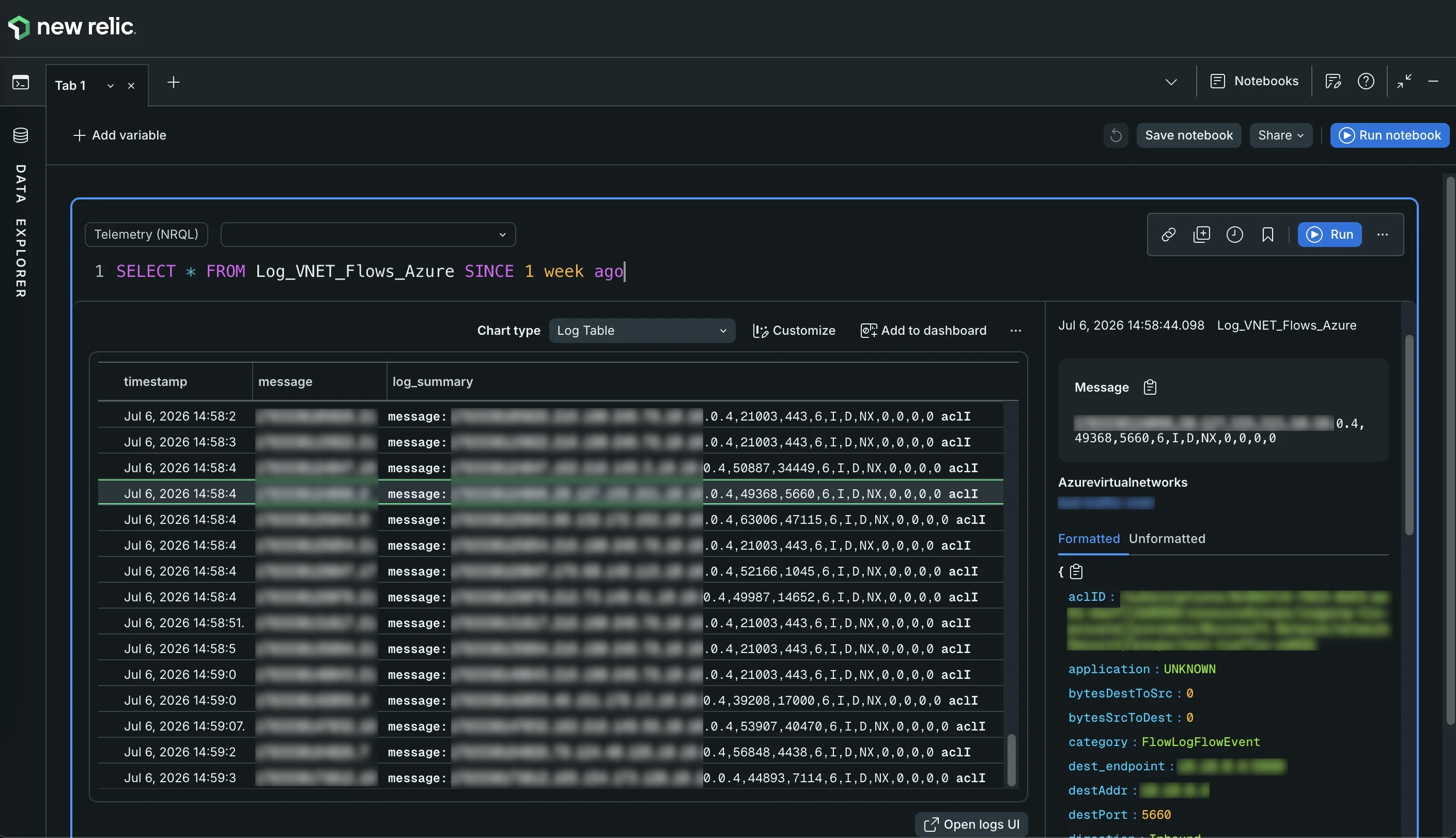 Azure cloud flow logs view Azure cloud flow logs