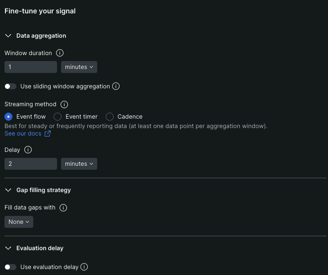Fine-tune your signal A screenshot showing the the advanced settings for your signal`