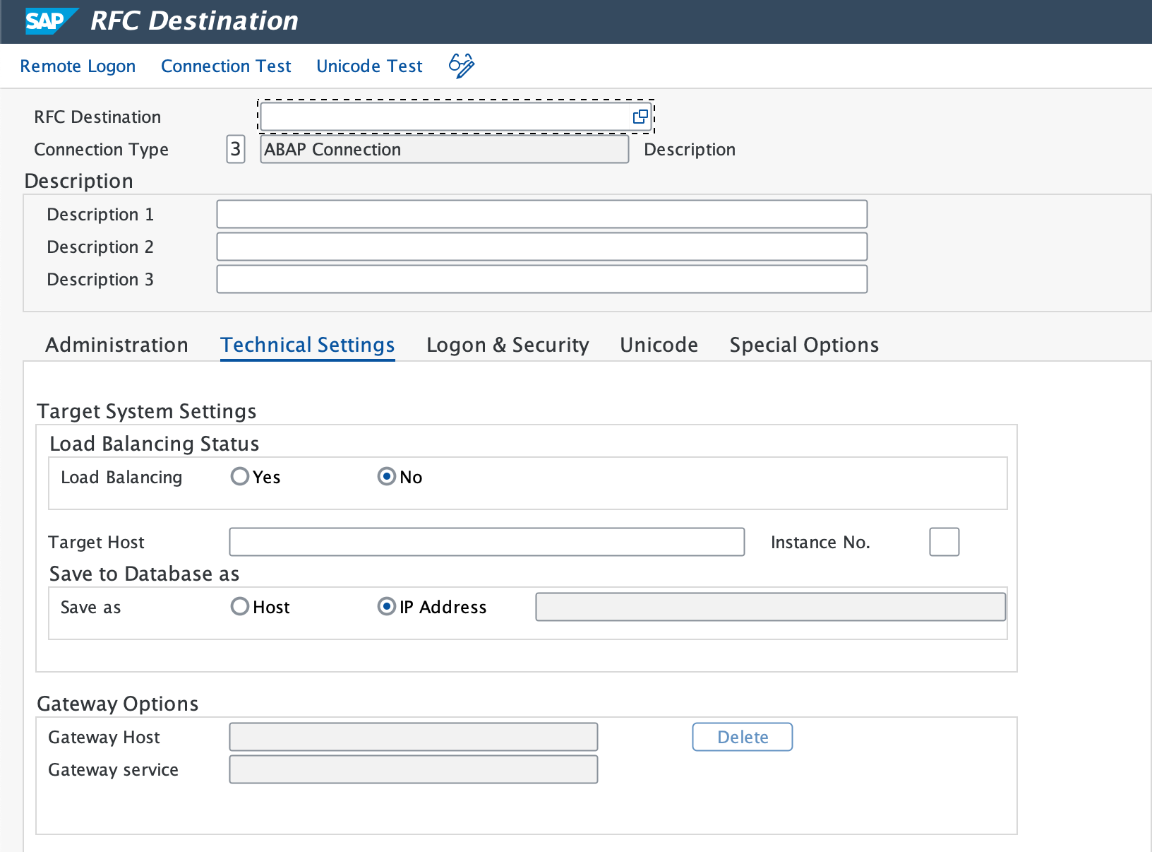 Create RFC destinations for monitored systems A screenshot displaying the how to create RFC destinations for monitored systems
