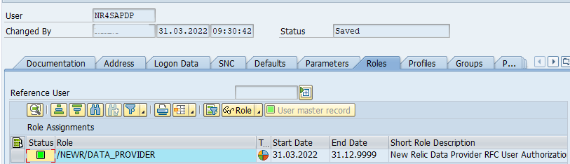 Create New RFC User A screenshot displaying the creation of a new RFC user in SAP